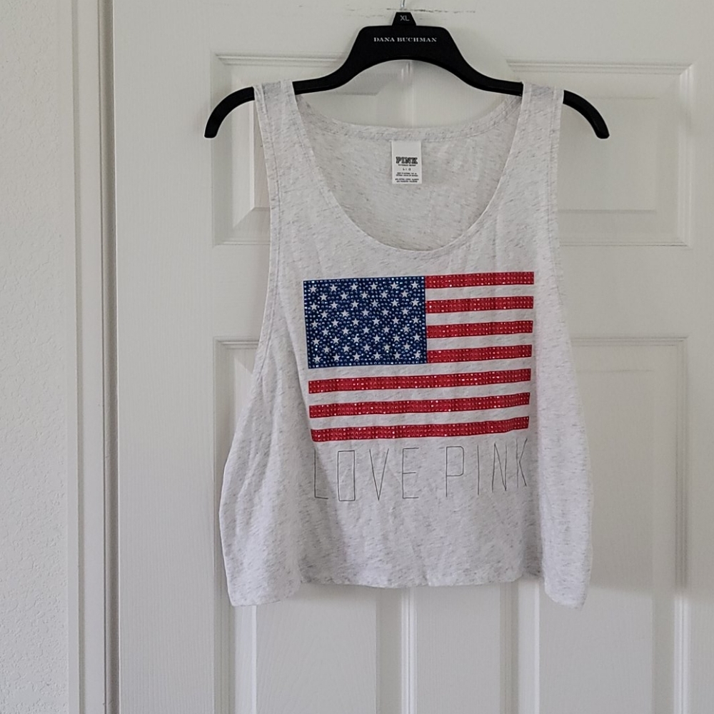 American flag tank top.